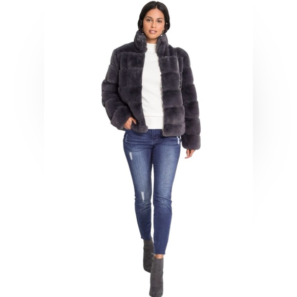 Dylan Dark Gray Teddy Jacket - Picture 1 of 12